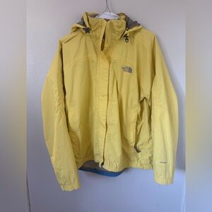 The North Face HyVent Windbreaker Jacket Medium Large Adjustable Hood Yellow